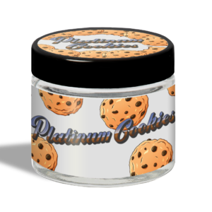 Platinum Cookies Glass Jar. iD Packs dispensary packaging